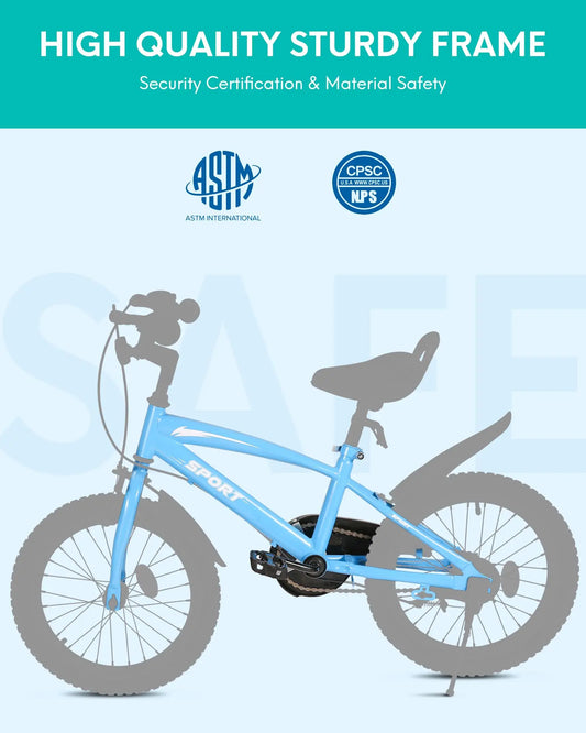 12, 14, 16, 18" Kids Bike Training Wheels & Kickstand